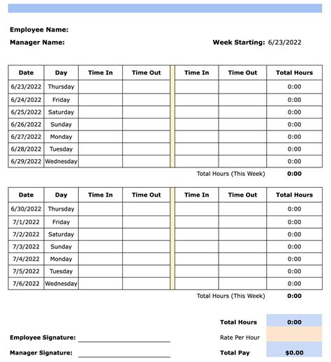 Bi Weekly Timesheet Template