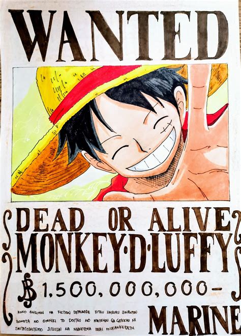 Wanted Poster of Luffy | Luffy, Youtube art, One piece