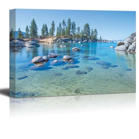 Canvas Prints Blue Clear Water on the Shore of the Lake Tahoe | Etsy ...