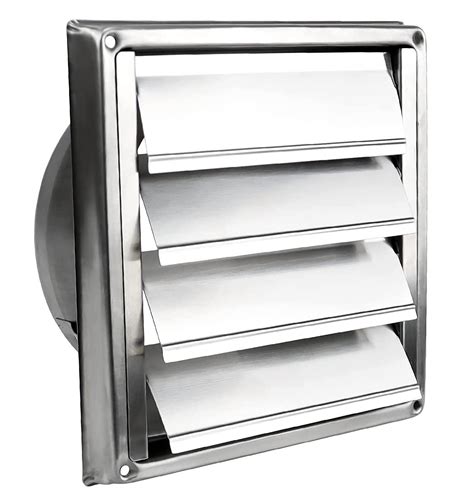 Square Louvered Exhaust Dryer Vent Cover, 6 Inch Stainless Steel External Wall Air Vent Pest ...