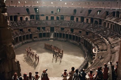 Premium AI Image | Gladiator battle in the colosseum with spectators ...