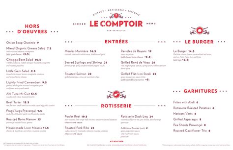 Le Comptoir San Rafael Menu | Thomas Henthorne