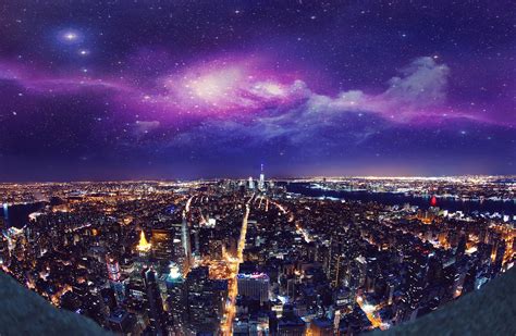 Download Horizon Manipulation Sky Building Night Cityscape USA City Man Made New York HD Wallpaper