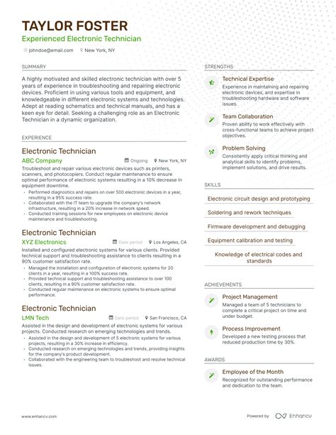 5 Electronic Technician Resume Examples & Guide for 2023