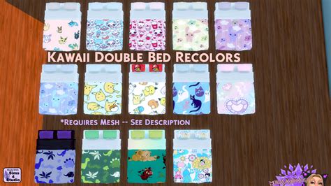 TS4 — Kawaii Double Bed Recolors – Rebel Creators