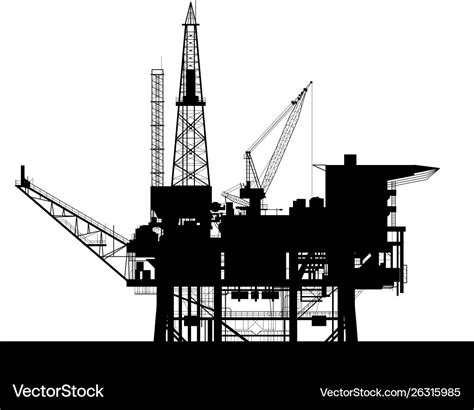 Sea oil platform icon - rig platform silhouette Vector Image