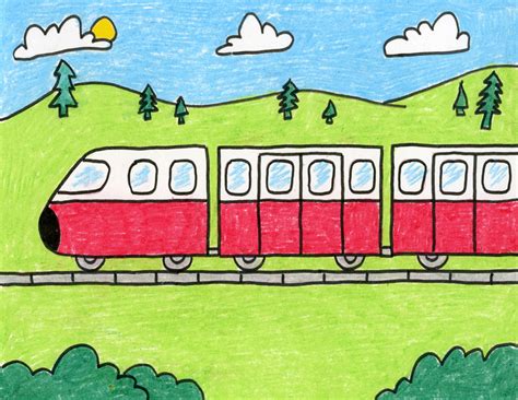 Easy How to Draw a Train Tutorial Video and Train Coloring Page