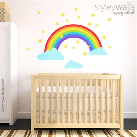 Rainbow Wall Decal Rainbow Wall Sticker Clouds Wall Decal - Etsy