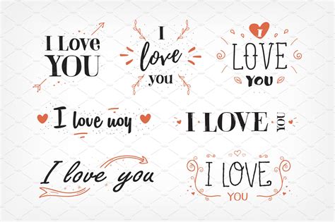 "I love you" lettering set | Illustrator Graphics ~ Creative Market