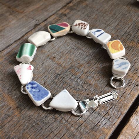 Sea pottery Bracelet sea china bracelet Sea Pottery jewelry