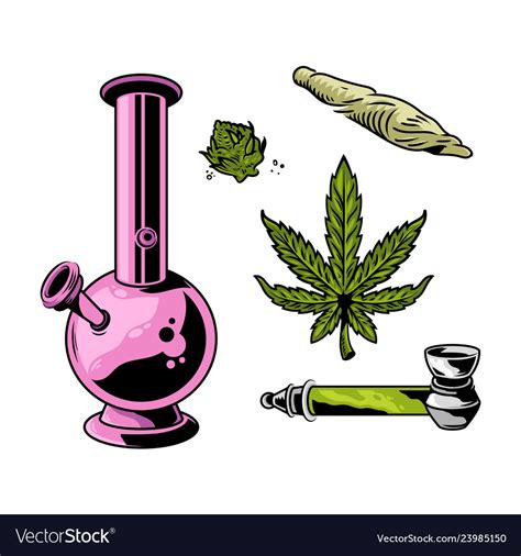 Cannabis smoking set Royalty Free Vector Image