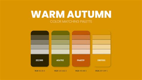 Warm Autumn color guide book cards samples. Color theme palettes or ...