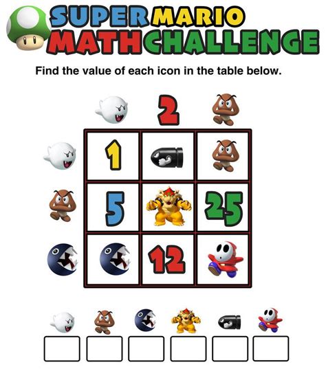 Mario Math Worksheets