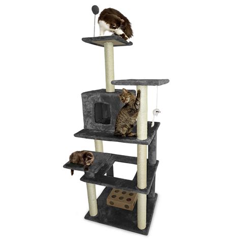 FurHaven Pet Cat Tree | Tiger Tough Cat Tree House Furniture for Cats & Kittens, High Rise, Gray ...