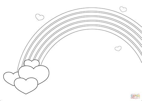 Rainbow with Hearts coloring page | Free Printable Coloring Pages