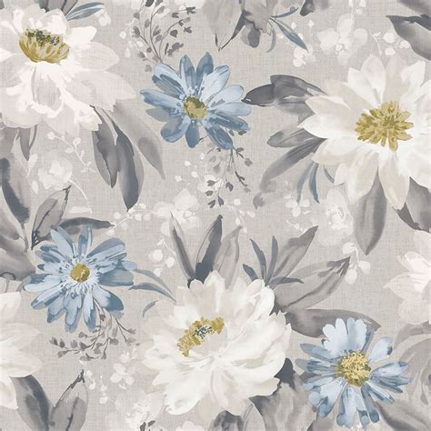 grey floral wallpaper