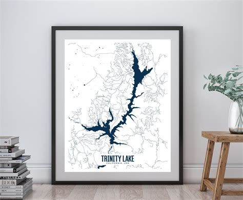 Trinity Lake Printable Map Trinity Lake California Wall Art - Etsy