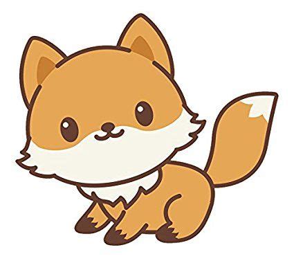 Adorable Kawaii Fox Emoji Cartoon #2 Vinyl Decal Sticker (4" Wide, Happy) | Cute animal drawings ...