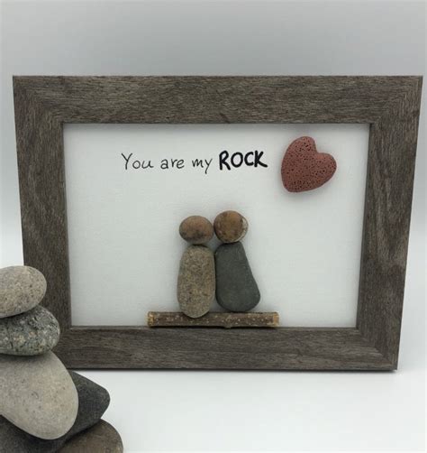 You are my rock framed rock picture pebble art love | Etsy