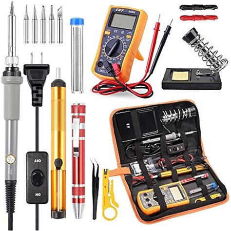 Soldering Iron Kit Electronics, 60W Adjustable Temperature Welding Tool ...