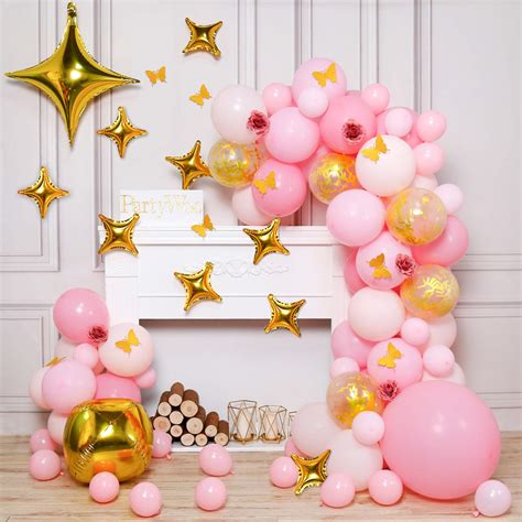 Buy PartyWoo Pink and Gold Balloons, 100 pcs Pack of Pink Balloons ...