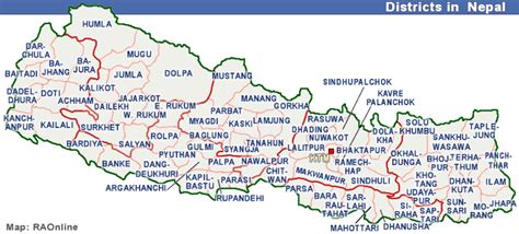 District Map Of Nepal | Cities And Towns Map