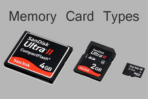 Common Memory Card Types: SD, TF, CF, MMC, MS, xD, and XQD