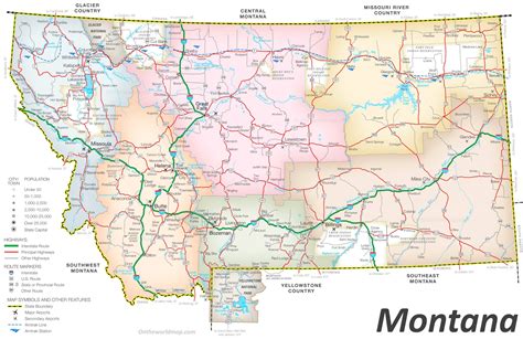 Road Map Of Montana With Cities