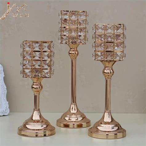 Gold Crystal Candle Holders Luxurious Event Candlesticks Party Candle Stand Centerpiece ...