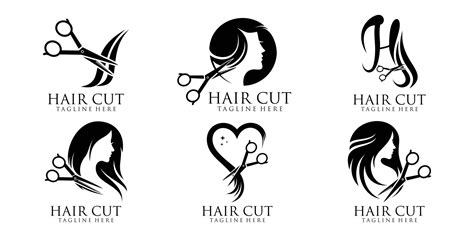 Set cut hair women's logo design Premium Vector 10840377 Vector Art at Vecteezy