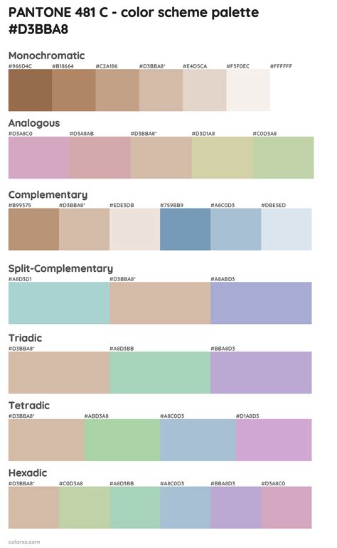 PANTONE 481 C color palettes - colorxs.com