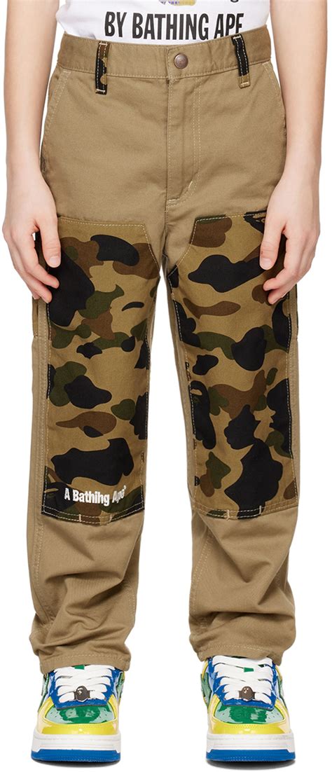 Kids Beige Camo Cargo Pants by BAPE | SSENSE