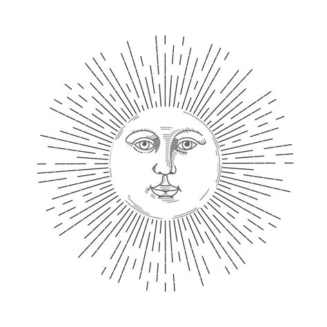 Boho sun icon, bohemian style tattoo design 4566155 Vector Art at Vecteezy