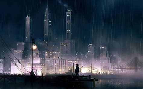 Cityscape Night Anime Wallpapers - Wallpaper Cave