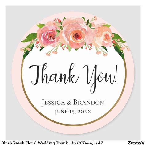 Blush Peach Floral Wedding Thank You Sticker | Wedding stickers labels, Wedding stickers, Gift ...