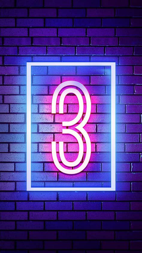 Three, 3, 3 number, neon three, three number, HD phone wallpaper | Peakpx