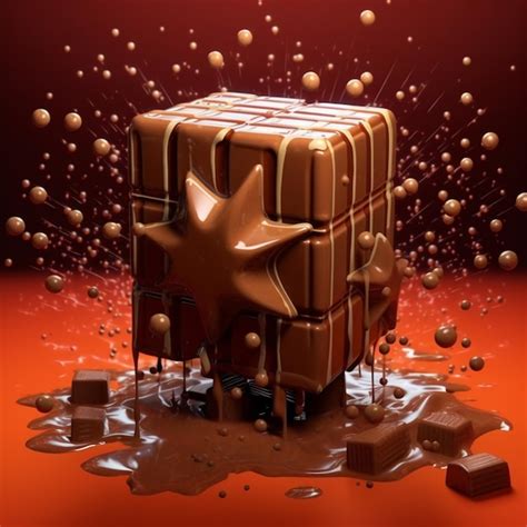 Premium AI Image | Chocolate bar with a star on top of it surrounded by chocolate balls ...