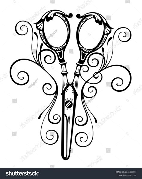 Hand Drawn Illustration Vintage Scissors Vector Stock Vector (Royalty Free) 2265099597 ...