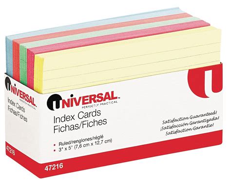 UNIVERSAL 3" x 5" Index Cards, Ruled - 6PDV5|UNV47216 - Grainger