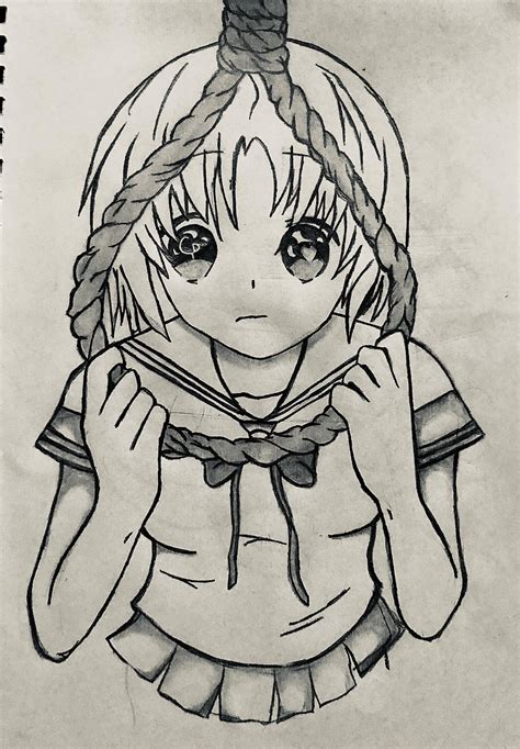 Sad anime girl drawing : r/drawing