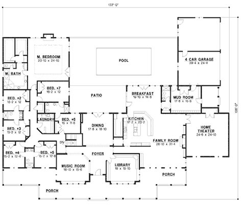 Country Style House Plan - 7 Beds 6 Baths 6888 Sq/Ft Plan #67-871 | Country style house plans ...