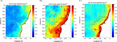 Regional maps of monthly averaged Chl-a concentration in the Nazaré... | Download Scientific Diagram