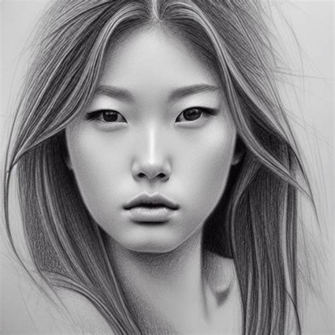 Beautiful Face Woman Pencil Drawing by Ko Young Hoon · Creative Fabrica