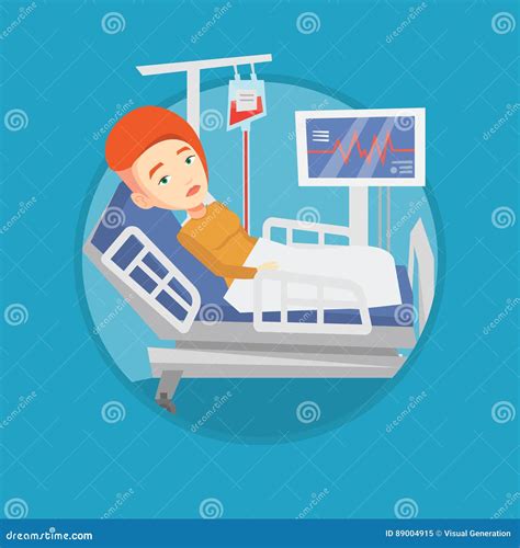 Woman Lying in Hospital Bed Vector Illustration. Stock Vector - Illustration of female, medical ...