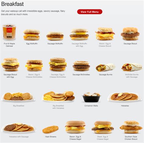 Printable Mcdonalds Menu