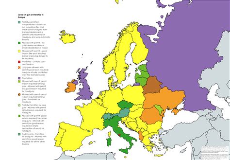 Laws on gun ownership in Europe. Source: https://en.wikipedia.org/wiki/Overview_of_gun_laws_by ...