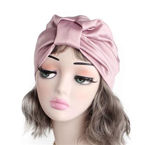 Soft Bandana Headwear Hijab Hair accessories New Women Luxury Silky Silk Stretchy Turban ...