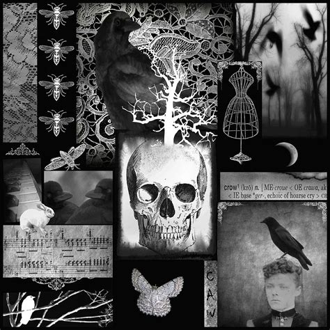 Crow And Lace Gothic Black And White Collage Photograph by Gothicrow ...