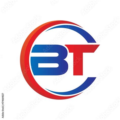 bt logo vector modern initial swoosh circle blue and red Stock Vector ...