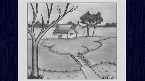 Village Scenery Drawing Tutorial | Easy Drawing with Pencil | Landscape Drawing | Pencil Sketch ...